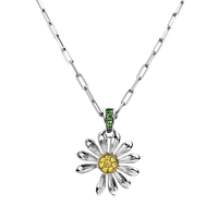 Collier Chaîne de Clavicule de Luxe LeiYu en Argent Sterling S925 Plaqué Or avec Pendentif Tournesol et Zircon, Vente en Gros pour Mariages