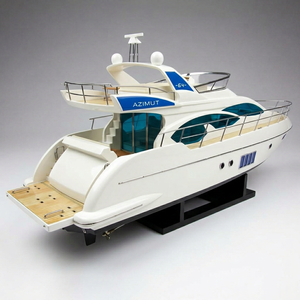 AZIMUT 64 FLYBRIDGE - Maqueta de Barco de Madera Hecha a Mano, Estilo Náutico Europeo, Decoración para el Hogar, Número de Modelo SB03113P - Product Image 1