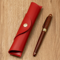 Étui à stylo en cuir PU enveloppant avec bouton-pression, pochette portable pour un seul stylo, étui de protection pour crayons