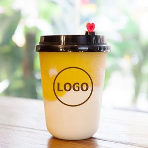 Vaso Desechable Personalizado de Fábrica 90-380/500/700U con Logotipo Impreso, en Forma de U, Transparente, Esmerilado, para Bebidas Frías y Calientes, con Tapa - Product Image 1