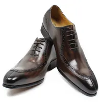 Popüler klasik İtalyan tasarım deri erkek ayakkabısı ofis iş düğün elbisesi ayakkabı Lace up toka askı Oxford ayakkabı erkekler için
