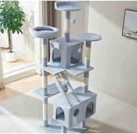 En gros Arbre à chat multi-niveaux en bois écologique avec condo et poteaux à gratter en sisal, grand modèle d'intérieur