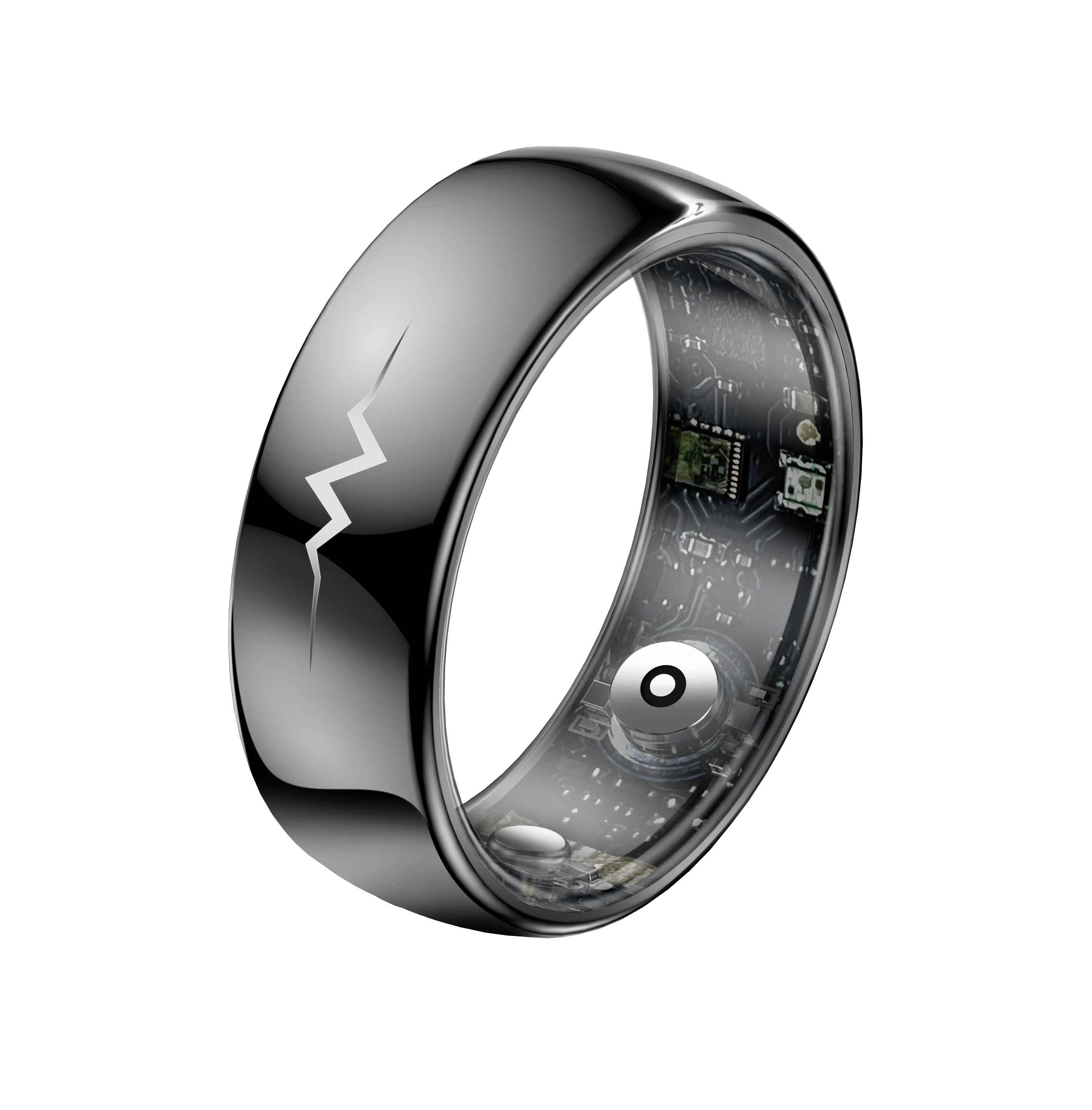 Q520 Smart Fitness Tracker Ring Alloy Case 5ATM Waterproof App Control Heart Rate Sleep Monitor Ink Screen Display