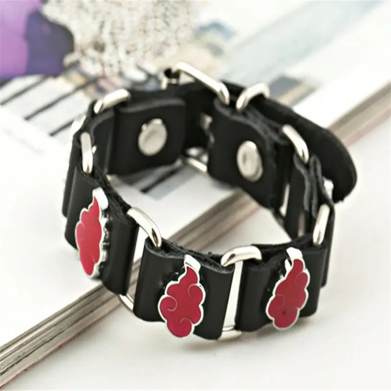 DUYIZHAO Bracelet en cuir nuage rouge 15mm Bracelet Punk Bracelets Hip Hop pour homme Tenue quotidienne Accessoire cool