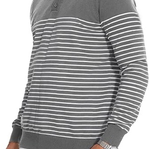 Pull en tricot pour homme à manches longues, chemise décontractée rayée, chemises de golf, 100% polyester, respirant, imprimé sportif - Product Image 3