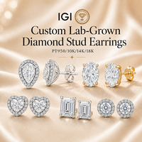 Boucles d'oreilles clous personnalisées en diamant de laboratoire IGI D VVS 0,5 ct 1 ct 2 carats Or 10K 14K 18K Poire Rond Ovale Halo Cadeau de Mariage Anniversaire