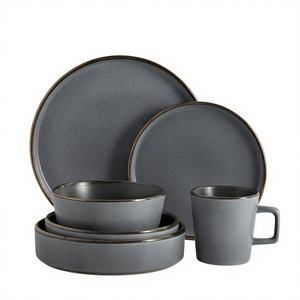 Service de table 4 pièces en grès émaillé artisanal de luxe, résistant aux hautes températures, idéal pour banquets de mariage et événements spéciaux - Product Image 1