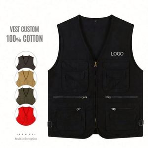 Gilet multi-poches pour homme en coton 100% de qualité supérieure, veste d'extérieur, pêche, photographie, veste sans manches - Product Image 5