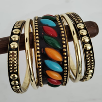 Bracelet unisexe tendance en corne de buffle laquée faite à la main, résine, agate, imitation perle, finition métallique, design élégant