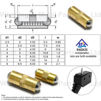 Piston à bille à ressort à double extrémité moleté en acier inoxydable avec corps en laiton de haute qualité, modèle INGKS 14F-11BS M3-M12, doré