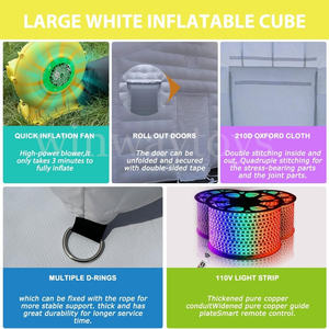 Tienda de campaña inflable para discoteca con luces, carpa para fiesta, Gazebo cuadrado blanco, sala de eventos, carpa, casa - Product Image 5