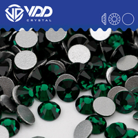 Strass en verre VDD 022 émeraude SS3-SS50, cristaux non thermocollants à dos plat, pierres pour nail art, accessoires de bricolage et d'artisanat