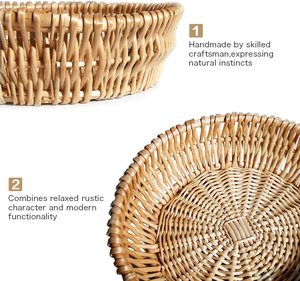 Naturale <span class=keywords><strong>di</strong></span> <span class=keywords><strong>Vimini</strong></span> Rotondo Impilabile Cestino - Product Image 3