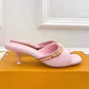 2026 Summer Trend Designer Thin Heel Slide Sandals Premium Wear-Resistant Printed Canvas Fabric Luxury Casual <b>Shoes</b> Wholesale - Product Image 5