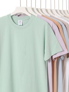 Nhật Bản 230 gram nặng cotton tinh khiết trắng giản dị Ngắn Tay Áo T-shirt của nam giới thời trang thương hiệu Vai Crew Neck rắn cơ sở của phụ nữ - Product Image 6