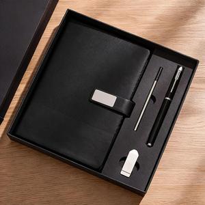 Custom Logo Corporate Giveaways Promotional Business A5 <b>Leather</b> Cover Hardcover Journal <b>Notebook</b> Gift Set with Pen <b>Refill</b> USB - Product Image 2