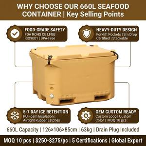 Glacière portable rotomoulée en PEHD de 660 L avec isolation thermique, chariot, bac à glace, pour canettes de vin, logo personnalisé imprimé, pour aliments - Product Image 6