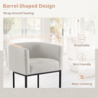 Chaise de bar moderne en tissu de lin avec cadre métallique, fauteuil d'appoint pour comptoir, îlot de cuisine, bureau à domicile, hôtel, restaurant