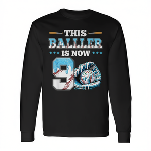 Camiseta de manga larga para fiesta de cumpleaños de 9 años, para niños, fanáticos del deporte, con diseño de béisbol, Drip 9Th Birthday Party Boy - Product Image 2