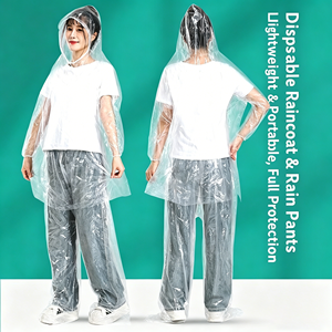 Ensemble imperméable jetable avec pantalon, <span class=keywords><strong>poncho</strong></span> de pluie une pièce extra long et épaissi avec pieds intégrés, portable pour le rafting - Product Image 3