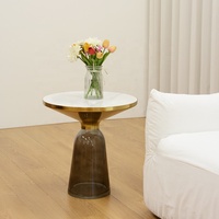 Table d'appoint moderne design INS combinaison métal et verre Table basse et thé contemporaine Petite table d'appoint