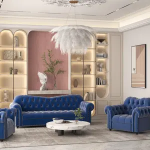 كنبة غرفة معيشة أفضل اختيار كلاسيكي على الطراز الأوروبي تطبيق لغرفة المعيشة مصنوع من النسيج مثل المواد ثلاثة مقاعد
