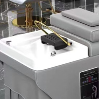 Lit de shampoing de style thaïlandais, lit de massage SPA en acier inoxydable à circulation d'eau à température constante pour soins du cuir chevelu en salon et nettoyage des oreilles