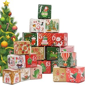 Wholesale Advent Calendar Christmas <b>Gift</b> <b>Boxes</b> DIY <b>Empty</b> Paper Countdown <b>Boxes</b> Cartoon Elk Candy Chocolate Packaging Box - Product Image 2