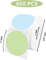 Stiker lingkaran berperekat termal langsung rol Label warna-warni untuk kemasan makanan & Tag nama untuk belanja & Promosi