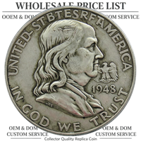 Lot de 35 pièces de répliques de monnaies Franklin demi-dollar et 50 cents, de 1948 à 1963, plaquées argent, décoratives, commémoratives, pour collection