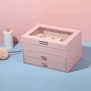 Bijoux en bois organisateur affichage lin velours anneau PU collier en cuir - Product Image 6