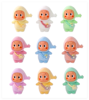 Kawaii 3D Beflockte Cartoon-Figuren Mädchen Jungen Niedliche Menschliche Gesichter Schöne Puppen Kreative Kinder-Geschenke Überraschungs-Blindbag
