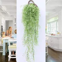 Guirlande de Plantes Artificielles en Plastique en Gros, Feuillage de Fougère Synthétique pour Décoration Extérieure, Verdure de Plafond et Mur Végétal Suspendu