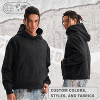 Sweat-shirts unisexes à capuche en molleton bouclette 100% coton épais, coupe courte avec poche, personnalisables, pour streetwear hivernal