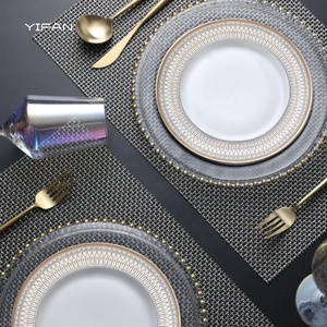 Modern Luxury Eco-Friendly Bone China Dinner Plate <b>Set</b> with Gold Inlay Charger Plate Customized Color Wholesale - Product Image 4