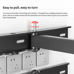 قطب معدني من الفولاذ 37-65 بوصة مع قوس متأرجح قابل للطي 90 درجة قابل للطي مثبت على الحائط - Product Image 3