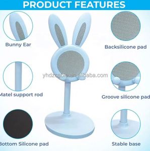 Cute Rabbit Ear Design Telescopic Non-Slip <b>Tablet</b> Desk Organizer Portable Desktop Cell Phone Holder <b>Stand</b> - Product Image 4