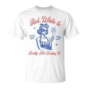 Camiseta roja, blanca y con la frase 'Really Not Feeling It' - Product Image 1