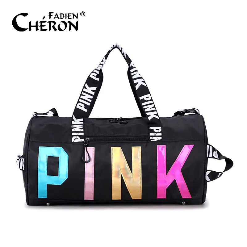 Hot Sale Fashion Designer Travel Bags Customized Logo Pink Colorful Wholesale Overnight Weekender Sport Yoga Gym Bag