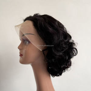 Perruque courte bob ondulée en <span class=keywords><strong>cheveux</strong></span> humains, <span class=keywords><strong>coupe</strong></span> dégradée, pré-coupée, sans colle, avec closure en dentelle 4*13, en <span class=keywords><strong>cheveux</strong></span> humains vietnamiens authentiques - Product Image 3
