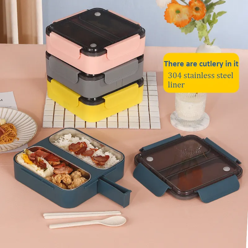 Happycooking กล่องข้าวสเตนเลสสตีลสำหรับเด็ก,กล่องอาหารกลางวันสุญญากาศกล่องอาหารปิ่นโต Amazon แบบนำกลับมาใช้ใหม่สไตล์แฟชั่นทำจากโลหะ