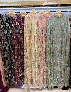Robe Kaftan de Luxe Brodé de Paillettes Florales Personnalisée OEM ODM, Abaya Modeste Musulmane pour Mariage, Fournisseur en Gros - Product Image 6