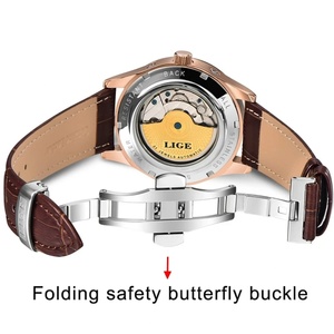 Reloj LIGE 6826 Clásico para Hombre, Reloj Mecánico Automático Retro, Reloj Tourbillon, Correa de Cuero Genuino, Resistente al Agua - Product Image 4