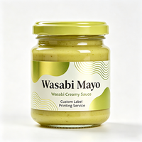 Étiquettes de bouteilles de wasabi et de mayonnaise Haoxuan OEM, autocollants adhésifs imperméables imprimés UV sur PET pour l'emballage de sauces