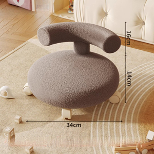 Taburete con Respaldo con Ruedas, Pequeño, Ecológico, Moderno, para Uso Doméstico, Asiento Bajo, Estilo Crema, Otomana Silenciosa - Product Image 6