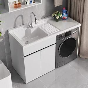 Mobile Lavanderia Smart per Balcone <span class=keywords><strong>con</strong></span> Lavatrice Integrata Armadio su Misura e Lavabo per Bagno - Product Image 1