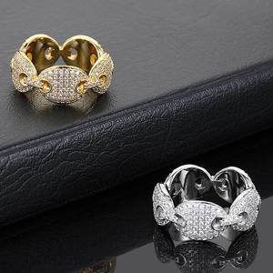 Anillo Hip Hop con Diseño de Nariz de Cerdo, Anillo Cubano con Diseño de Grano de Café, Anillo Cubano Sencillo - Product Image 4
