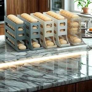 Contenedor de almacenamiento de plástico PP blanco de 4 capas Organizador de huevos frescos plegable Técnicas de inyección Dispensador de huevos - Product Image 6