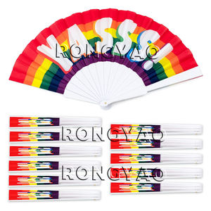 Abanico de plástico blanco, plegable, arcoíris español, plegable, rendimiento de baile, decoración del hogar, abanico - Product Image 5