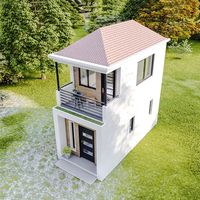 Maison préfabriquée abordable à 2 étages, petite et luxueuse, prête à l'emploi, design moderne modulaire avec chambre, villa préfabriquée